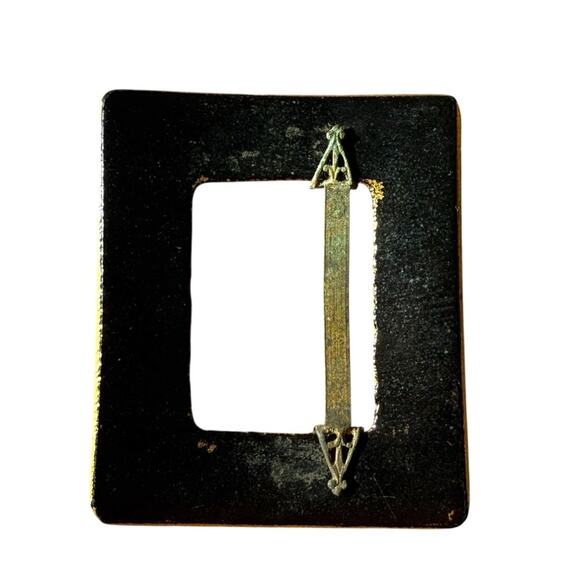 Antique Victorian Japanned & Gilt Sash Buckle Black Gold Metal 1800s ornate